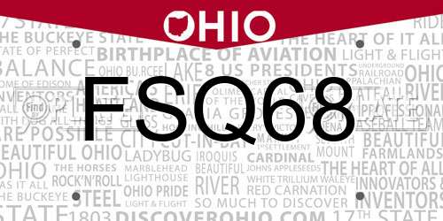 FSQ68 Ohio License Plate