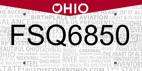 FSQ6850 Ohio License Plate