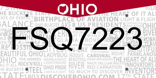 FSQ7223 Ohio License Plate
