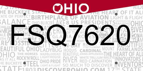 FSQ7620 Ohio License Plate