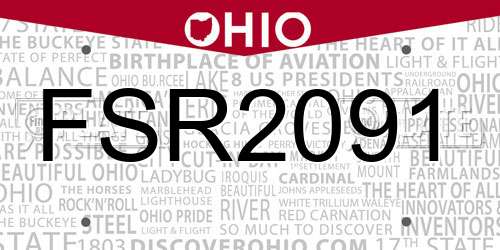 FSR2091 Ohio License Plate