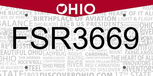 FSR3669 Ohio License Plate