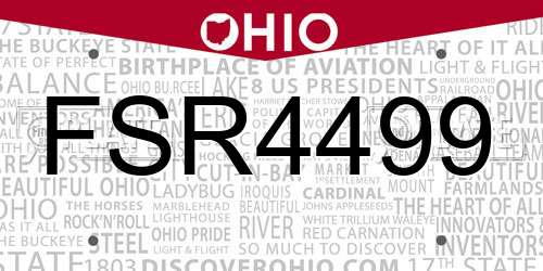 FSR4499 Ohio License Plate
