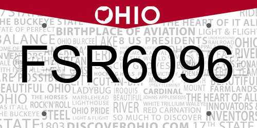 FSR6096 Ohio License Plate