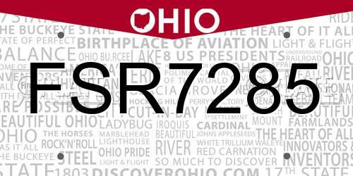 FSR7285 Ohio License Plate