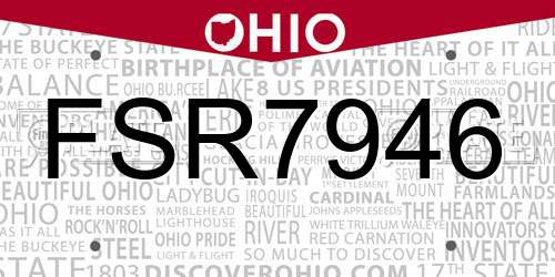 FSR7946 Ohio License Plate