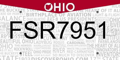 FSR7951 Ohio License Plate