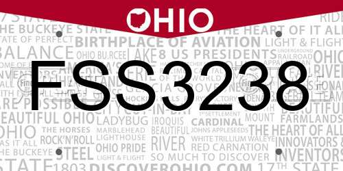 FSS3238 Ohio License Plate