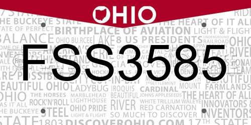 FSS3585 Ohio License Plate