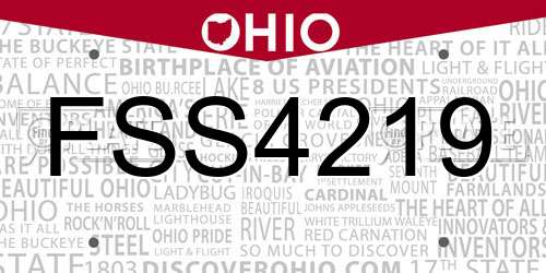 FSS4219 Ohio License Plate
