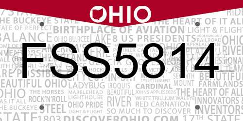 FSS5814 Ohio License Plate