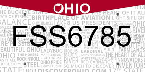 FSS6785 Ohio License Plate