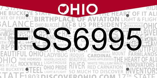 FSS6995 Ohio License Plate