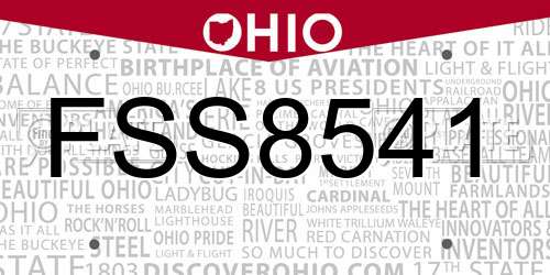 FSS8541 Ohio License Plate