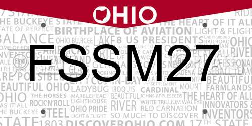 FSSM27 Ohio License Plate