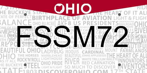 FSSM72 Ohio License Plate