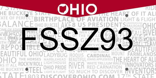 FSSZ93 Ohio License Plate