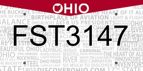 FST3147 Ohio License Plate