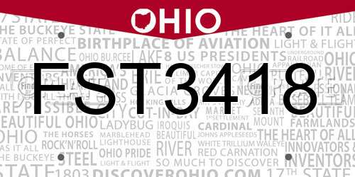 FST3418 Ohio License Plate