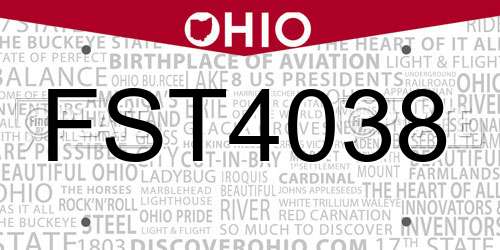 FST4038 Ohio License Plate