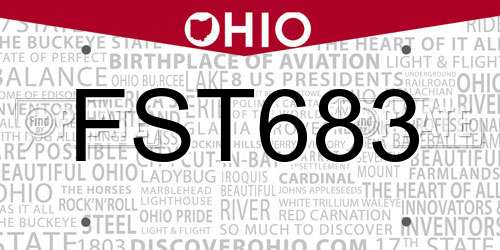 FST683 Ohio License Plate