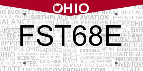 FST68E Ohio License Plate