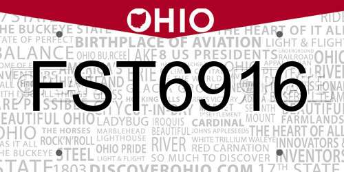 FST6916 Ohio License Plate