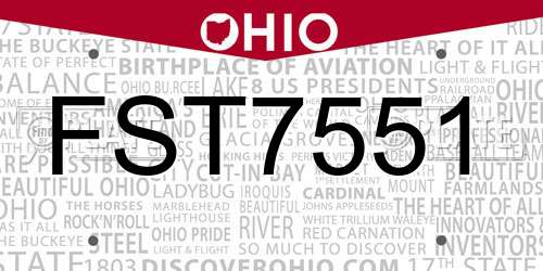 FST7551 Ohio License Plate