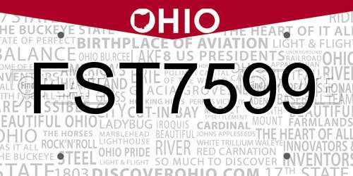FST7599 Ohio License Plate