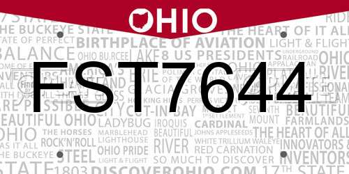 FST7644 Ohio License Plate