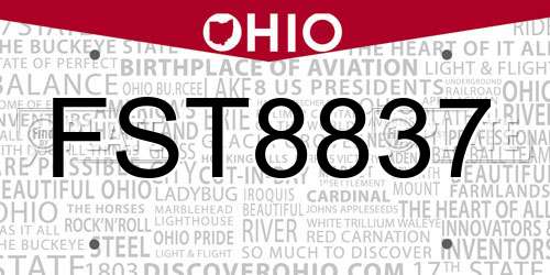 FST8837 Ohio License Plate