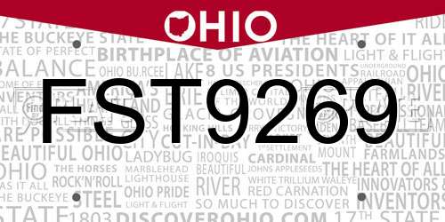 FST9269 Ohio License Plate