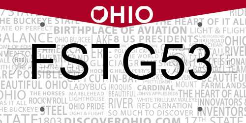 FSTG53 Ohio License Plate