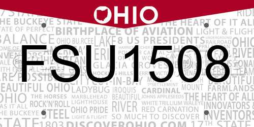 FSU1508 Ohio License Plate