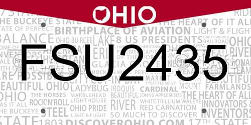 FSU2435 Ohio License Plate