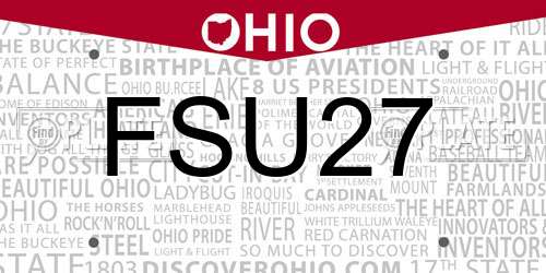 FSU27 Ohio License Plate