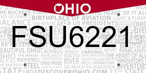 FSU6221 Ohio License Plate