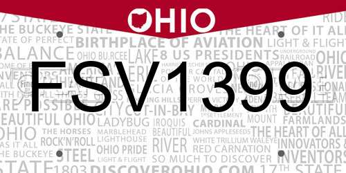 FSV1399 Ohio License Plate