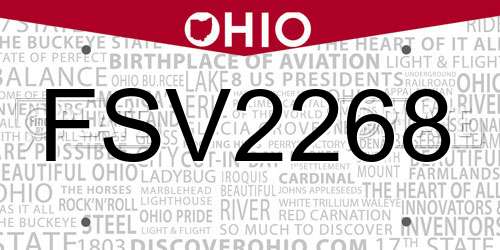 FSV2268 Ohio License Plate