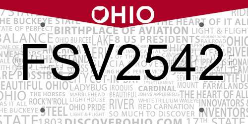 FSV2542 Ohio License Plate