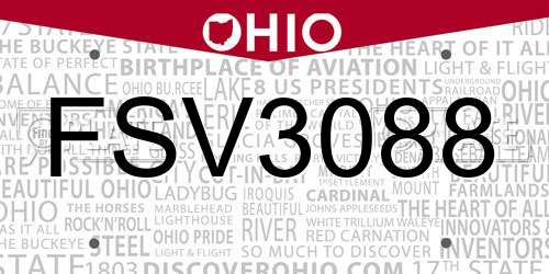 FSV3088 Ohio License Plate