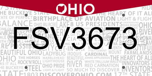 FSV3673 Ohio License Plate