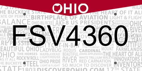 FSV4360 Ohio License Plate