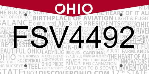 FSV4492 Ohio License Plate
