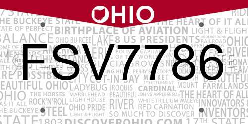 FSV7786 Ohio License Plate