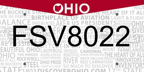 FSV8022 Ohio License Plate