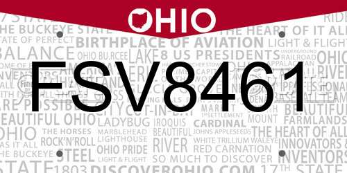 FSV8461 Ohio License Plate