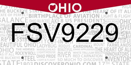 FSV9229 Ohio License Plate