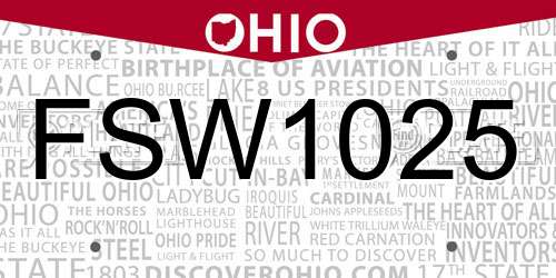 FSW1025 Ohio License Plate