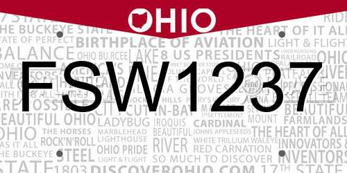 FSW1237 Ohio License Plate